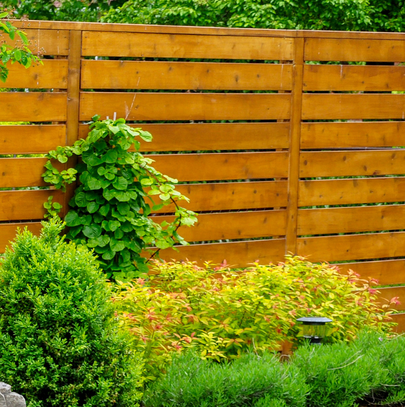 Wood Fence with Horizontal Boards